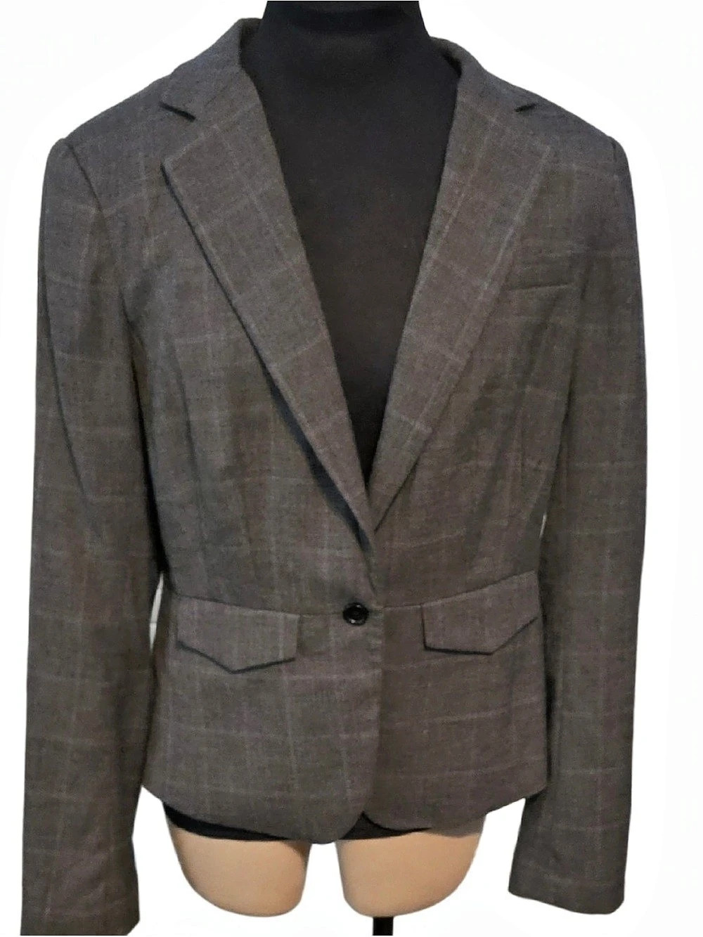 Banana Republic Plaid Blazer in Gray Size 10 Like New